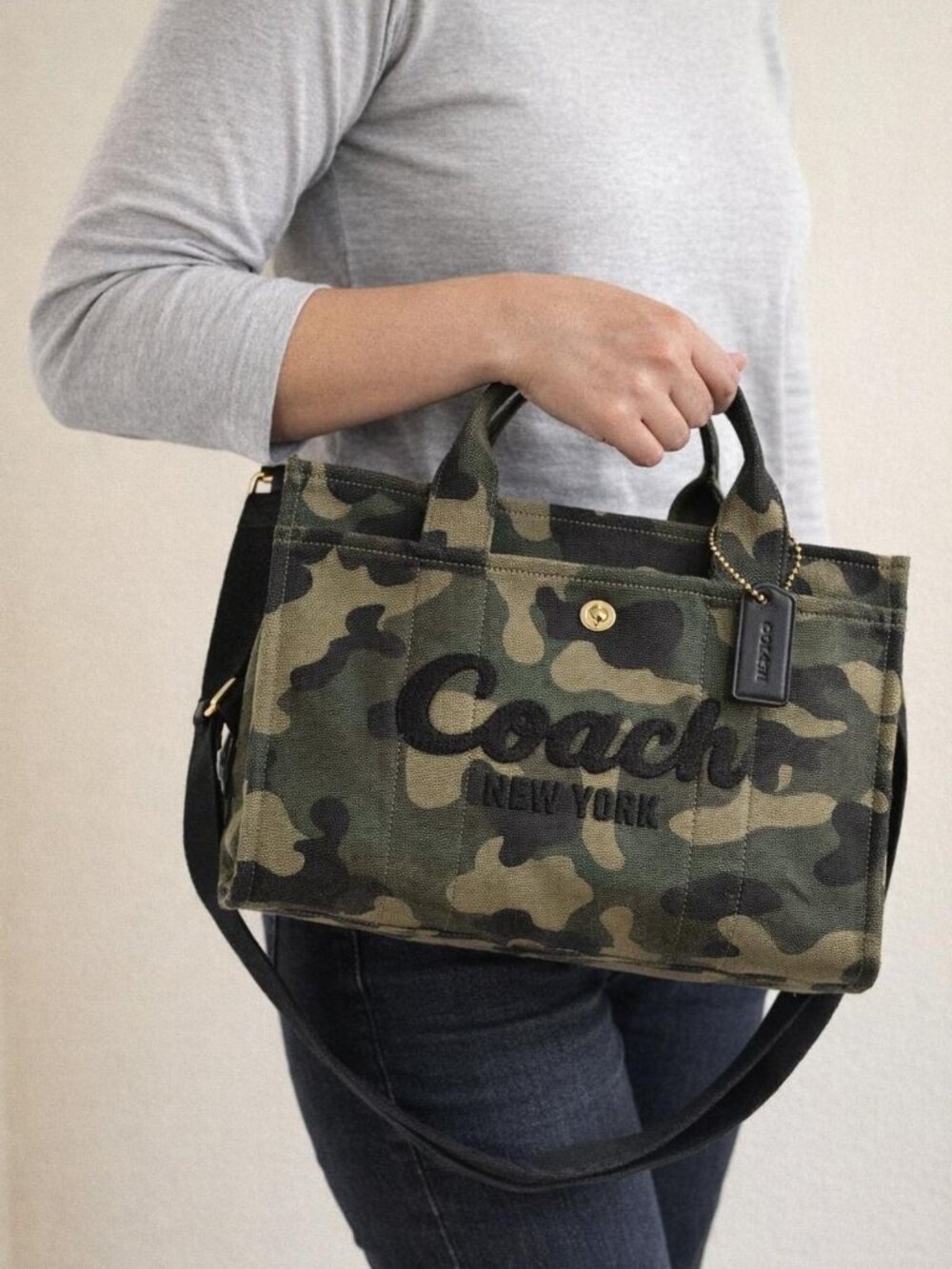 COACH Women’s Canvas Cargo Tote Bag with Camo Print - Picture 5 of 8